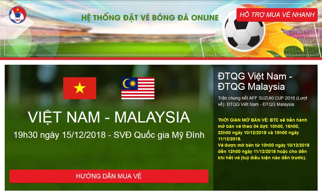 Hệ thống đặt vé bóng đá online